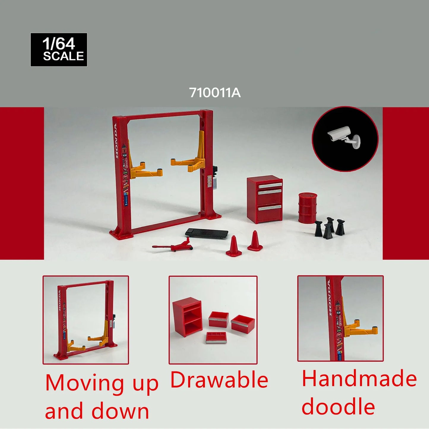 12Pcs/Set 1/64 Garage Maintenance Tools Set ABS Model Car Display Diorama Repair Tool Sets Model 1/64 Scene with Garage Lift Kit