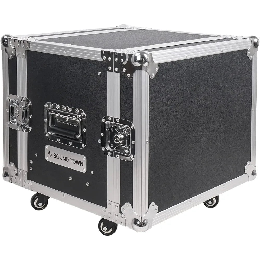 Sound Town 6U Rack Case with 2U Rack Drawer, Casters, for 19" Amps, Mixers, Microphone Receivers (STRC-6U2DR)