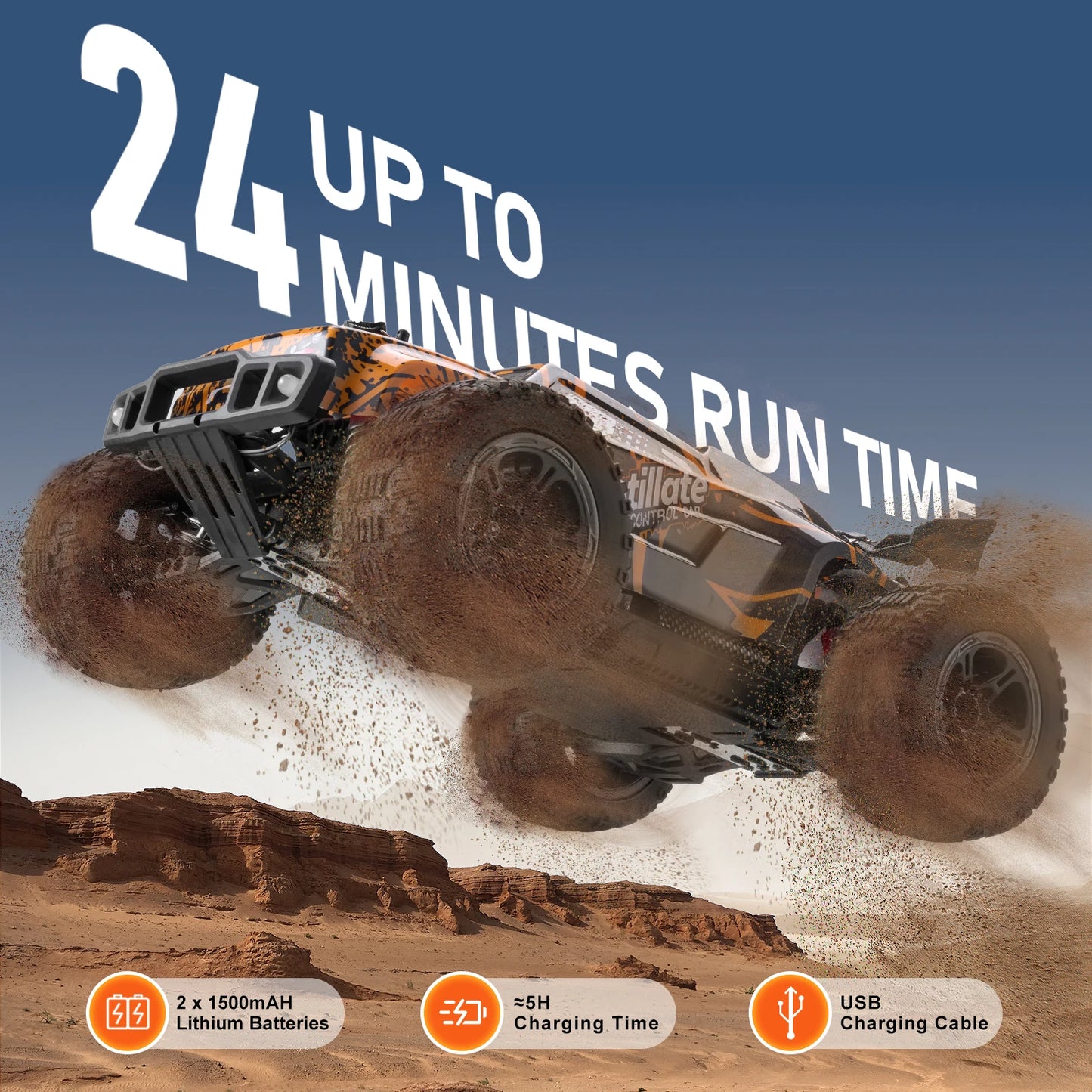 SucceBuy 50 km/h 1:10 RC Car High Speed All Terrain 4WD Off-Road Truck with 45° Wheelie Hobby RC Racing Car Toys Gift for Kids