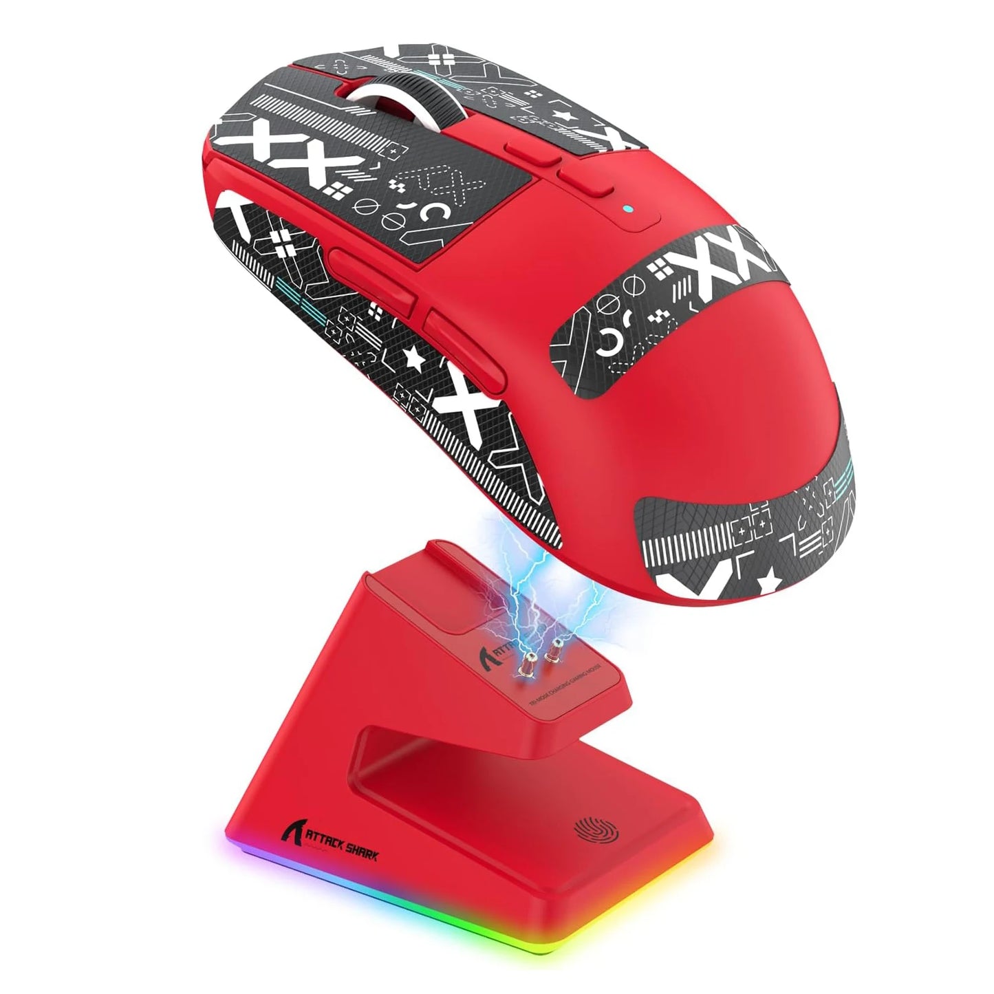 ATTACK SHARK X6 Lightweight Wireless Gaming Mouse with RGB Backlight Charging Base,Tri-Mode,26K DPI, PAW3395 Optical Sensor