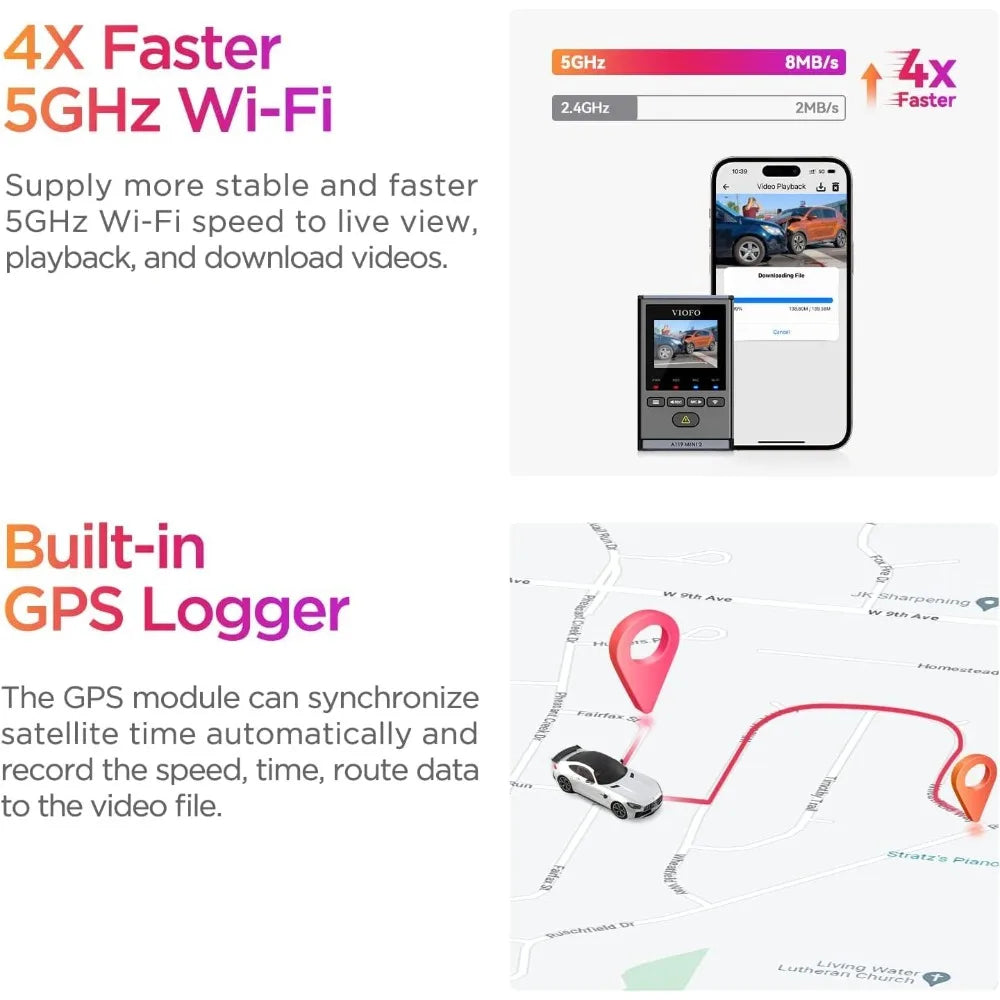 Dash Cam A119 Mini 2, STARVIS 2 Sensor, 2K 60fps/HDR 30fps Voice Control Car Dash Camera with 5GHz Wi-Fi GPS Fast  delivery