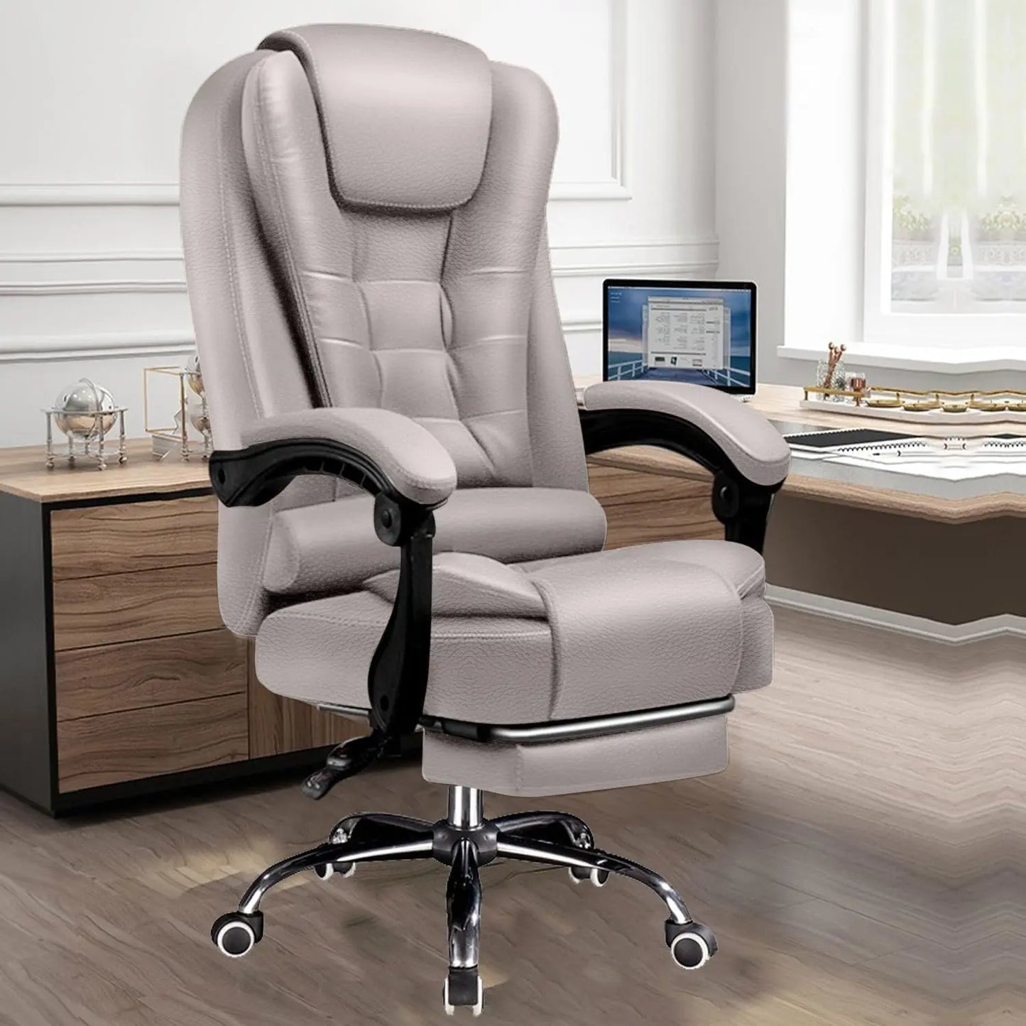 Office Chair Big and Tall Ergonomic Home Office Desk Chairs with Foot Rest Executive Computer Chair Reclining High Back Gaming C
