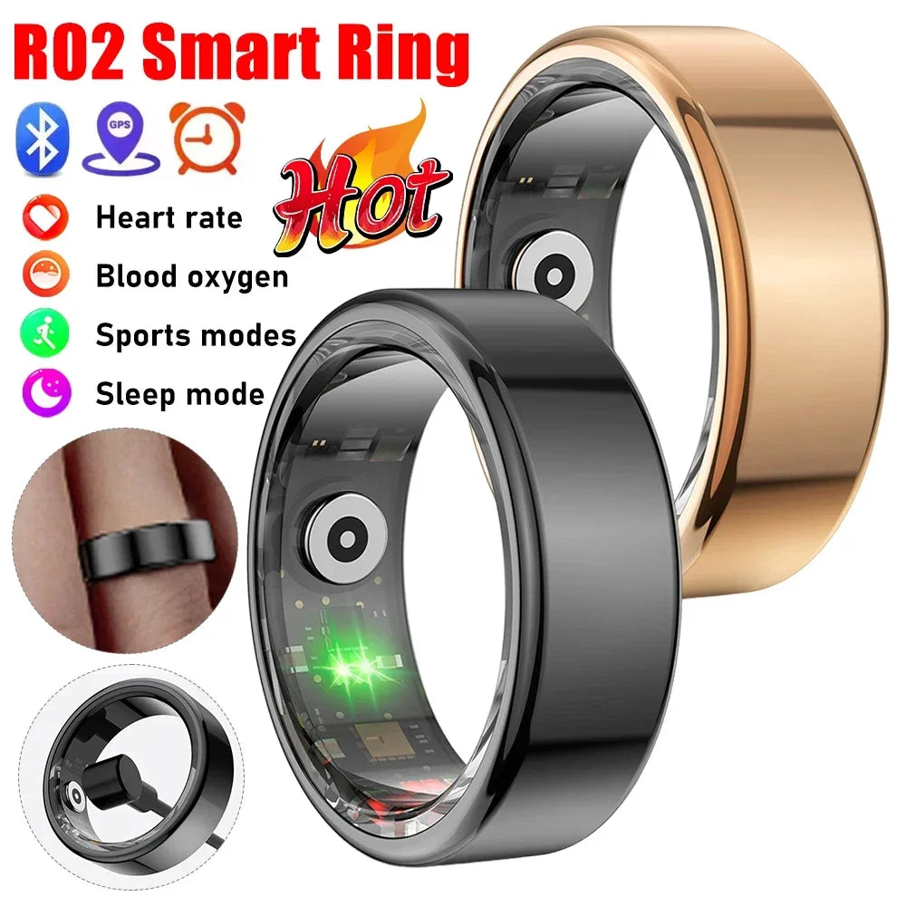 R02 Smart Ring Heart Rate Pressure Blood Oxygen Sleep Monitor 2025 Men Women Waterproof Health Monitor Sport Modes Smart Ring