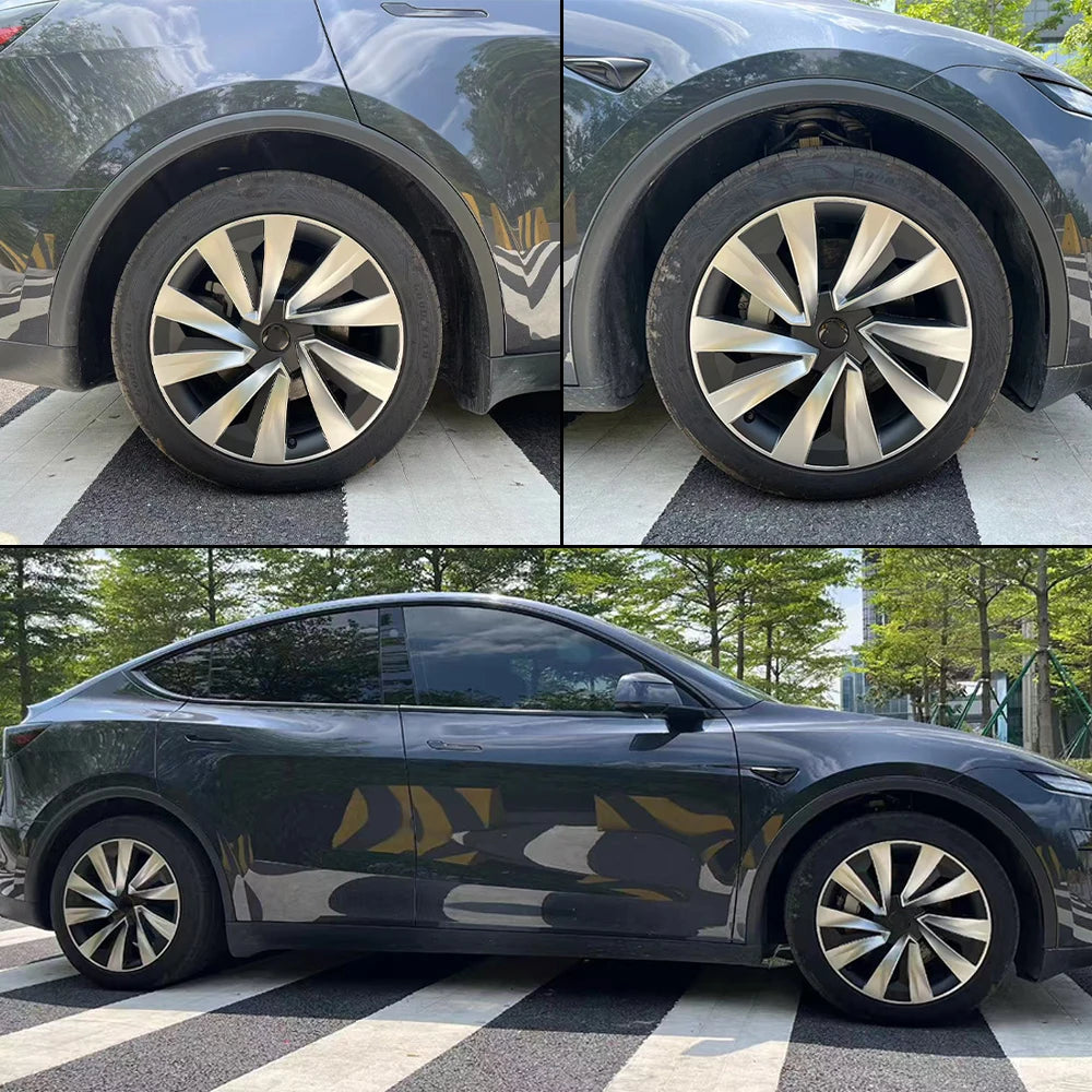 For Tesla Model Y Juniper 4PCS Wheel Cover 19 Inch Hub Cap Performance Replacement Crossflow Wheels Cap 2025 Full Rim Accessorie