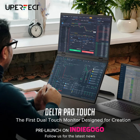 UPERFECT 16" 2.5K Dual Touchscreen Portable Monitor with Touch Pen 2560*1600 Auto Rotate Mobile Display for Laptop Mini PC Mac