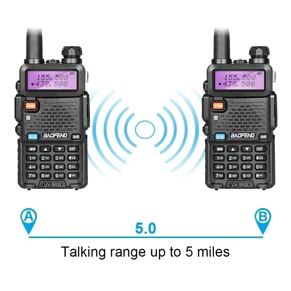 4Pcs UV-5R 5W Tri-Power Walkie Talkie High Power Dual Band Long Range Portable Handheld UV 5R Radio