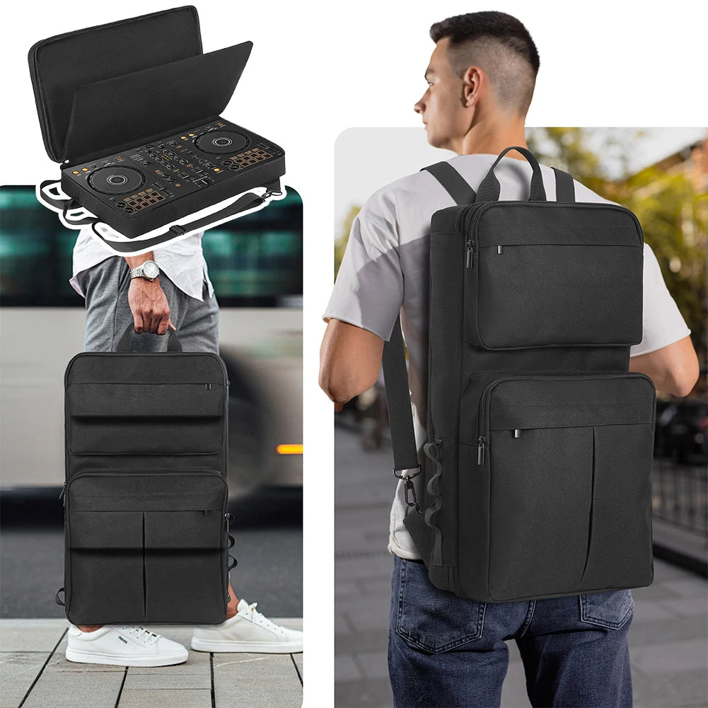 DJ Backpack for Pioneer DDJ-400/DDJ-FLX4 for Roland DJ-202 DJ Mixer Case Travelling Case Anti-scratch Adjustable Shoulder Strap