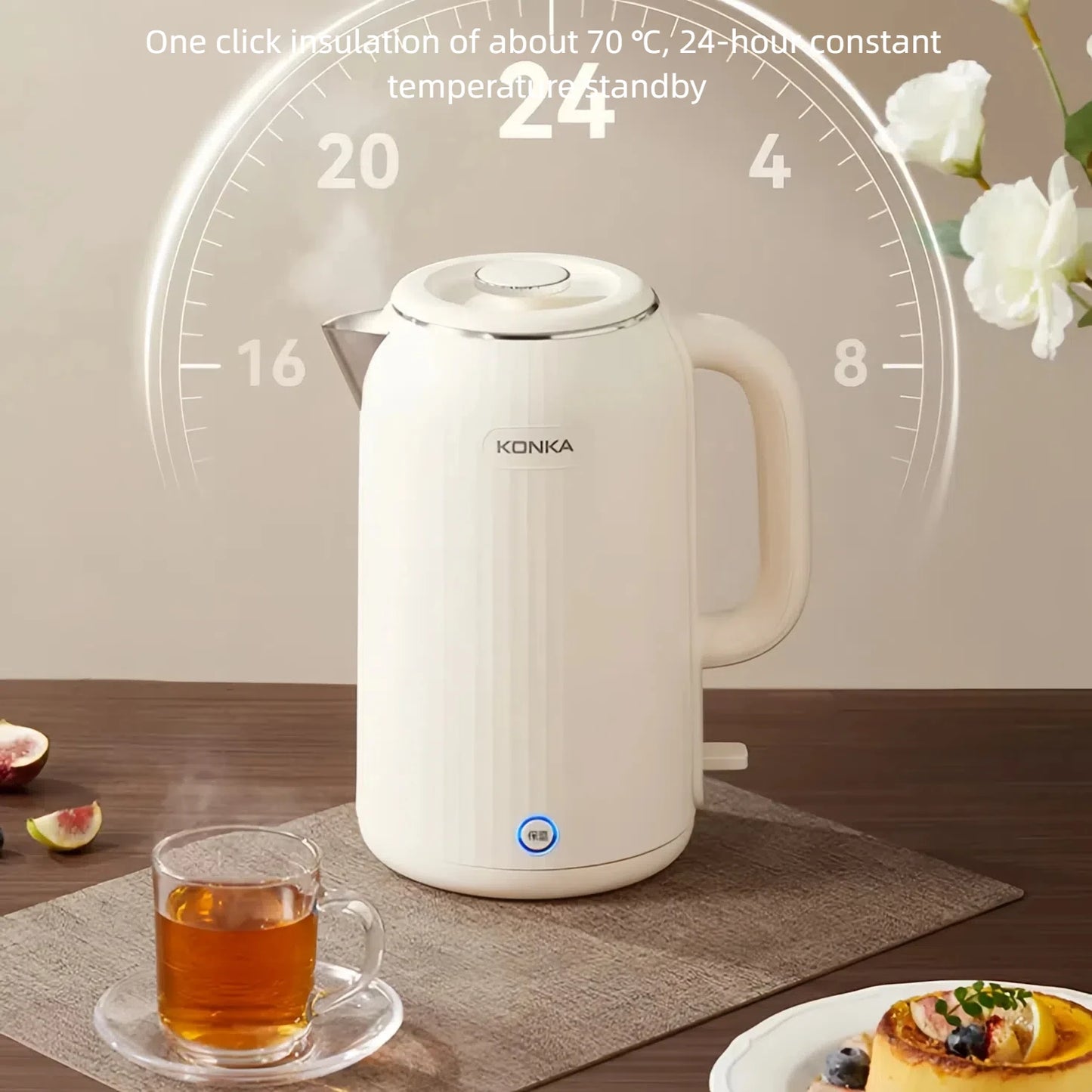 KONKA KDSH-2513 2.5L Electric Kettle 1800W Fast Boiling Water Heater Food-Grade 304 Inner Pot  Auto Shut-Off &Dry Burn Protectio