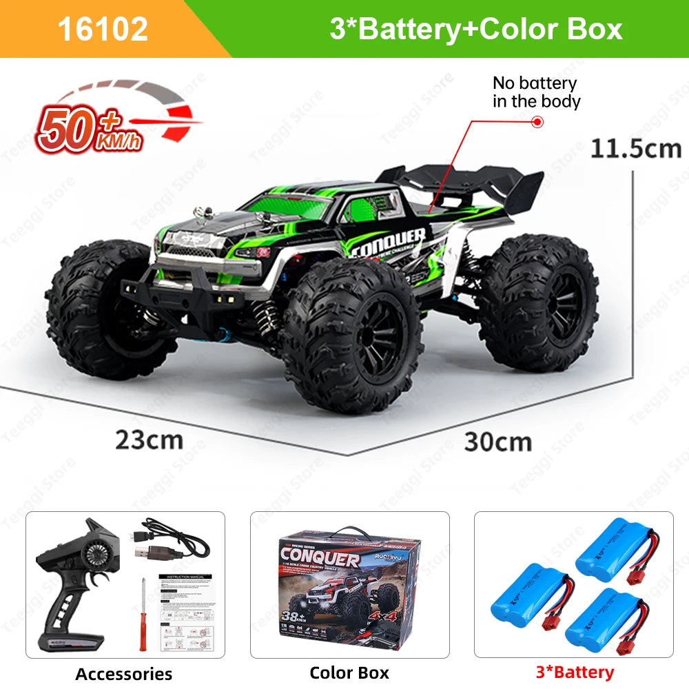 16102 PRO 1:16 High Speed RC Car With LED Light Drift 70KM/H 4WD 16101 pro RC Off-Road Car Monster Truck Toy For Kid Gifts