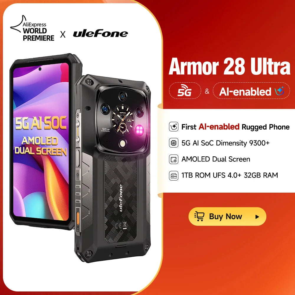 【Ships from US 】Ulefone Armor 28 Ultra 5G AI Rugged Phone 1TB ROM+32GB RAM Android Smartphone AMOLED 6.67" 10600mAh Mobile phone