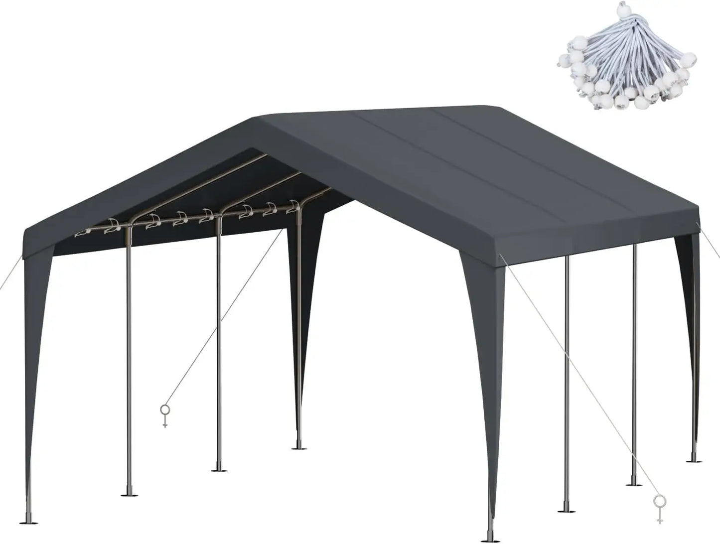 10x20 FT Heavy Duty Carport, Outdoor Portable Car Canopy Garage, Galvanized Steel Frame, UV-Resistant Waterproof PE Tarp