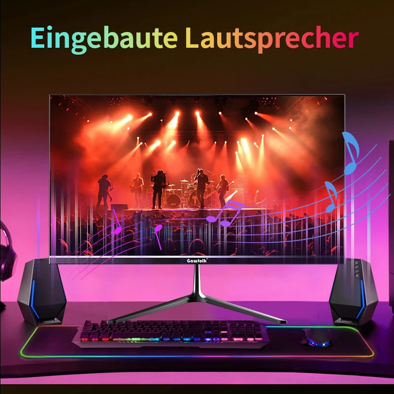 Gawfolk 24.5 Inch Gaming Monitor, 200hz PC Monitor FHD 1080P Frameless Computer Monitors, VA, sRGB 100%, DisplayPort, HDTV, Eye