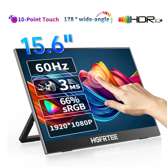 15.6inch Touch Portable Monitor 1080P 300cd/m2 Extended Display Screen for Laptop Phone Switch Xbox PS4/5 PC with Type-C HDMI