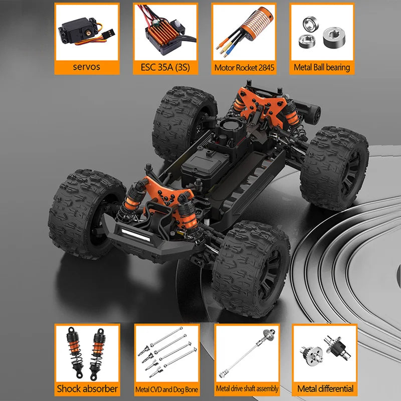 JIUSI PT14R / MT14R 1/14 RC Car 4WD 80KM/H Brushless 2.4G Remote Control Off-Road Drift Truck High Speed Racing Car Toy For Kids