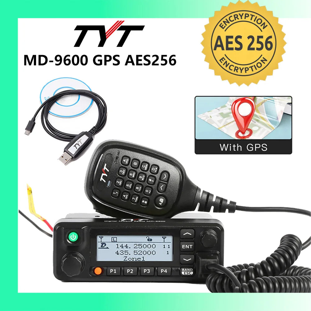 TYT MD-9600 GPS AES256 DMR Digital/Analog Dual Band Mobile Radio 50/45/25W DMR Mobile Transceiver DMR Mobile Walkie Talkie