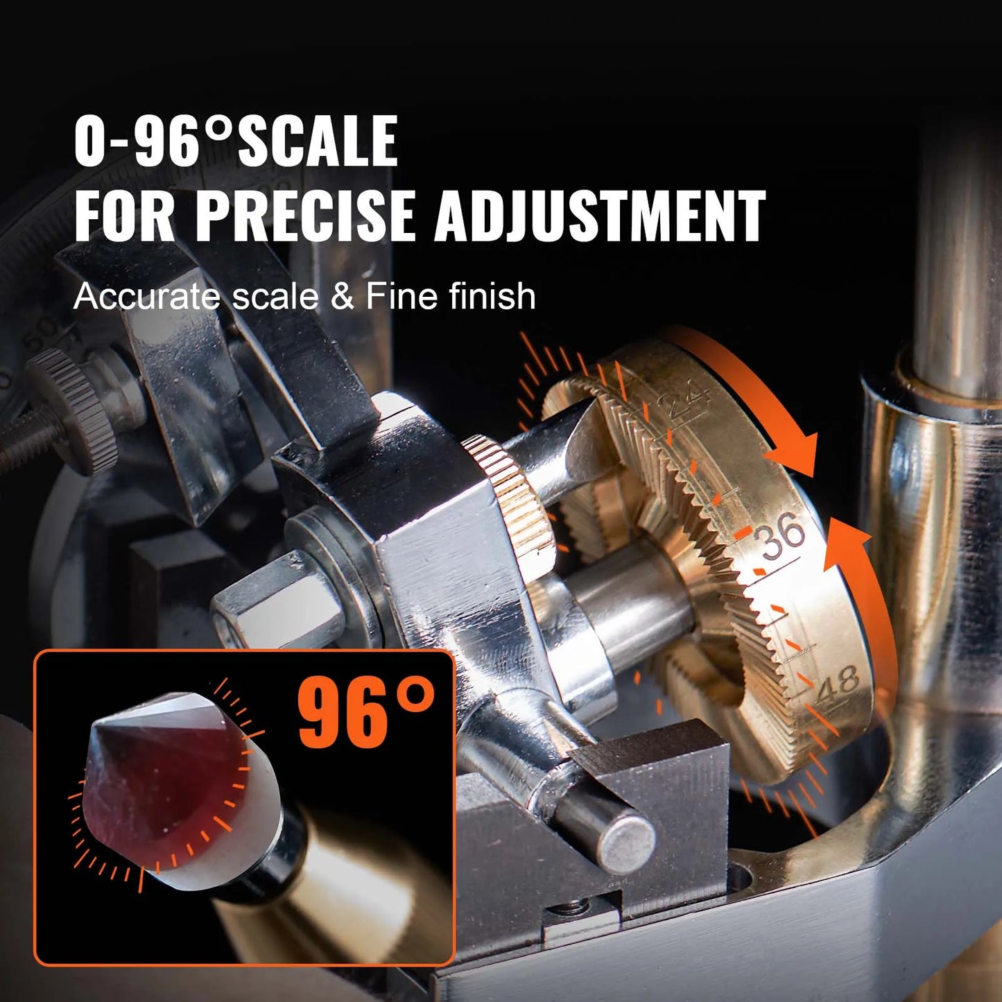 SucceBuy Gem Faceting Machine 180W Jade Grinding Polishing Machine 0-2980RPM Adjustable Rotating Speed Rock Jewel Angle Polisher