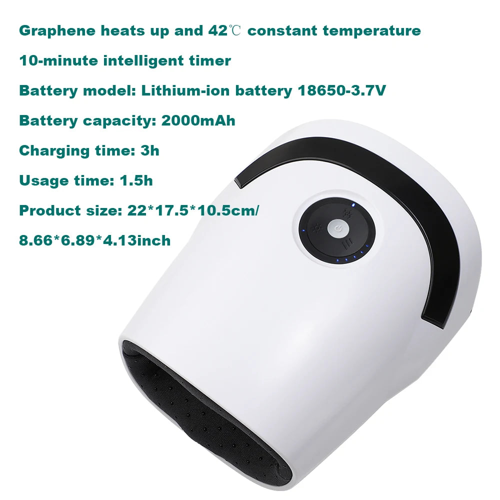 Cordless Hand Massager Machine for Wrist Arthritis Vibartion Heat and Pressure Acupoint Physiotherapy Palms Hand Shiatsu