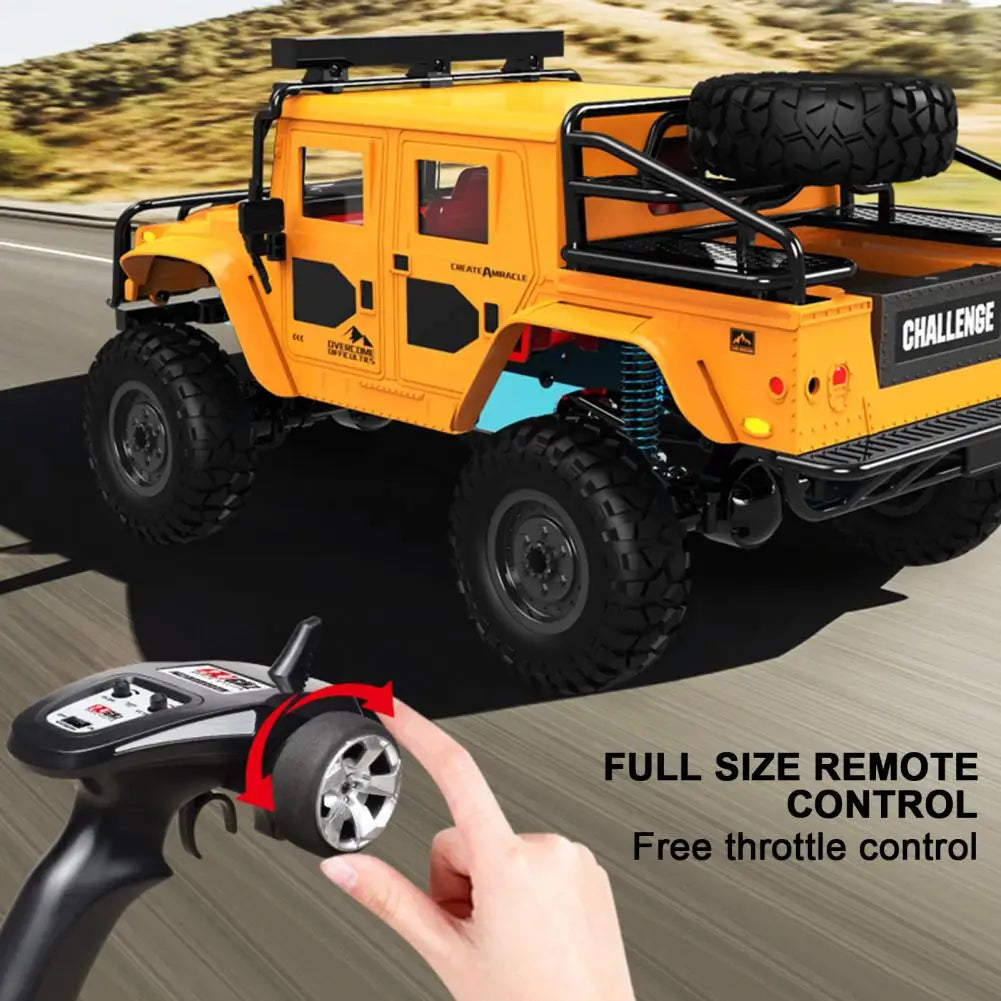 4 Wheels Drive Electric Truck Remote Control Off-Road Car with LED Light Rechargeable Kids Crawler Vehicle Toy Boys Girls Gift