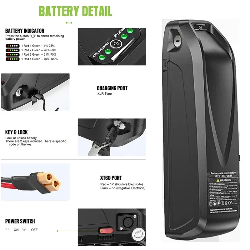 E bike Electric Bicycle 36V 48V 52V 750w cham rider Hailong Battery 72V 60V Bafang 2000W 20/30/40/50/60ah 1000w Lithium Battery