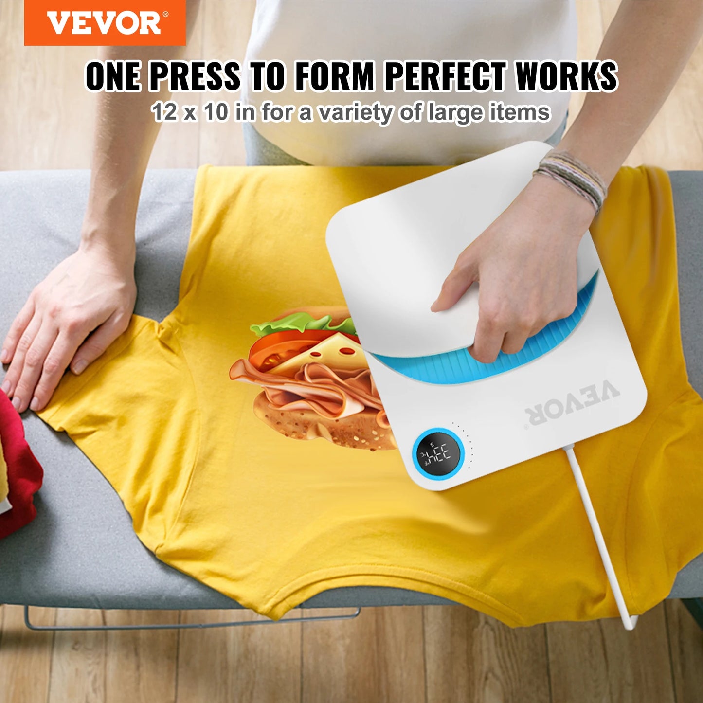 SucceBuy 9x9/12x10 in Portable Heat Press Machine DIY Shirt Printing Multifunctional Sublimation Transfer HTV Vinyl T-shirt Bag