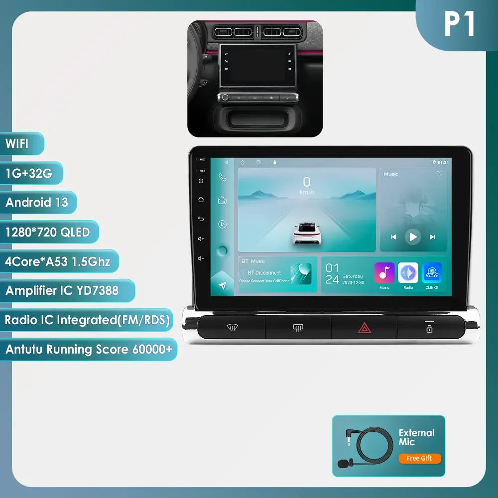 Hizpo Car Electronics Intelligent Systems For Citroen C3 C4 Aircorss (Brazil) 2017 - 2023 Auto Radio Carplay Android Auto GPS 4G