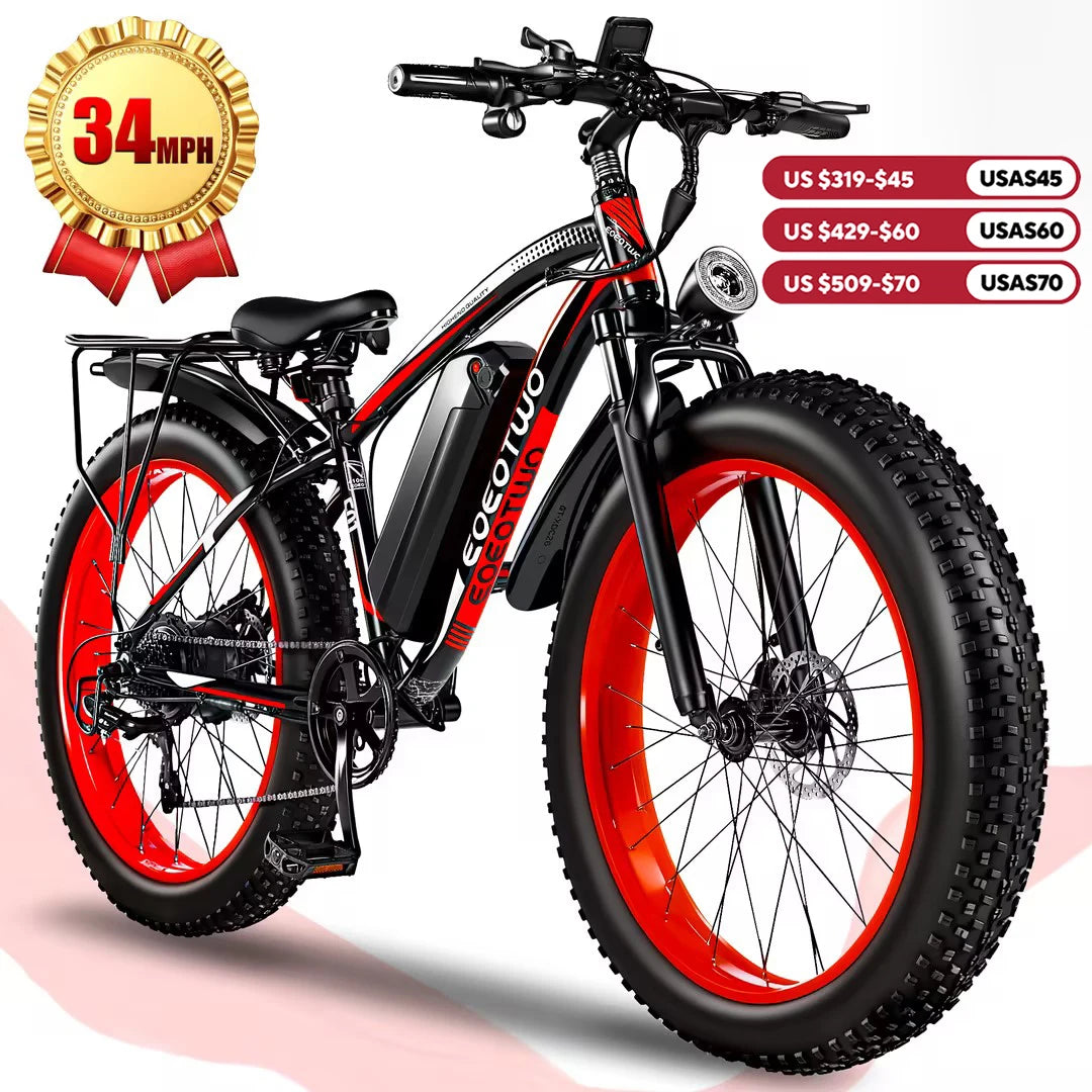 1500W Electric Bike 48V 15Ah Battery 26" 4.0 Fat Tire Ebike 34MPH High Speed Mountain Bicycle Off-Road Snow Bike for Adults