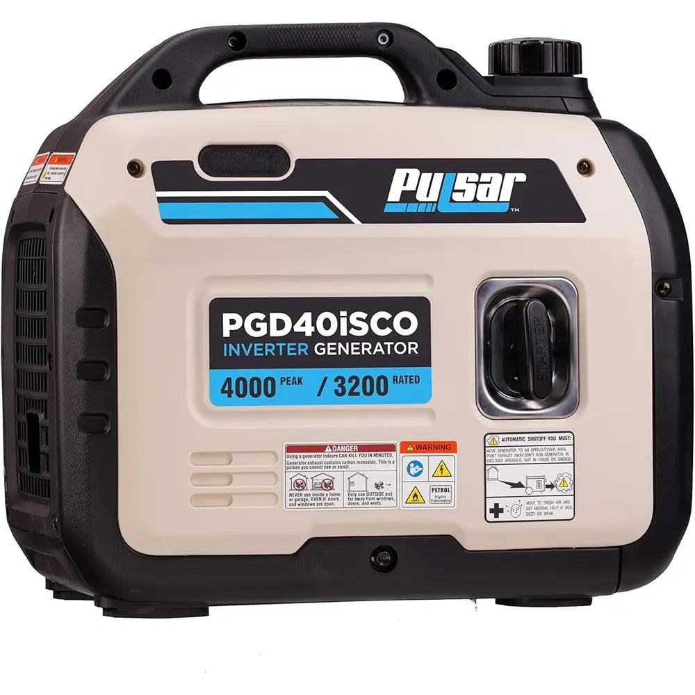 Ultra-Quiet 4000W Portable Gas Inverter Generator, Lightweight, White