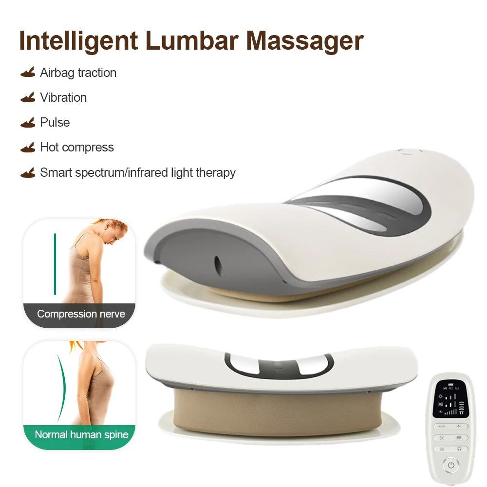 Lumbar Traction Massager Waist Protcetion Electric Waist Massage Relax Cushion Ergonomically Designed Waist Support Pad