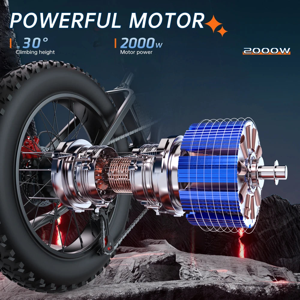 EKX X20 Electric Bike Mountain Moped Ebike 20 Inch Fat Tire 2000W 48V 35AH Men's Road EBike Electric Bicycle For Adults E Bikes