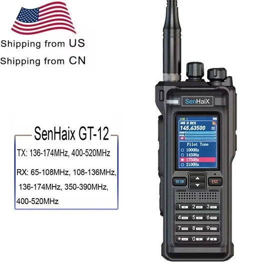 SenHaix GT-12 with Bluetooth Programming Function Walkie Talkie 10W DTMF FM AM UHF VHF Multi Band Ham Radios GT12