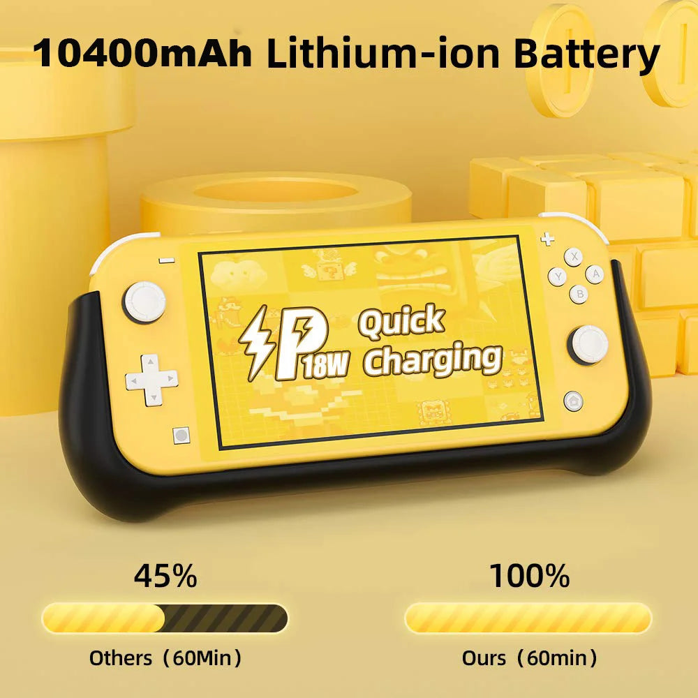 Battery Charger Case for Nintendo Switch Lite 10400mAh Portable Backup Charger Station Fast Charging Support PD & QC 3.0