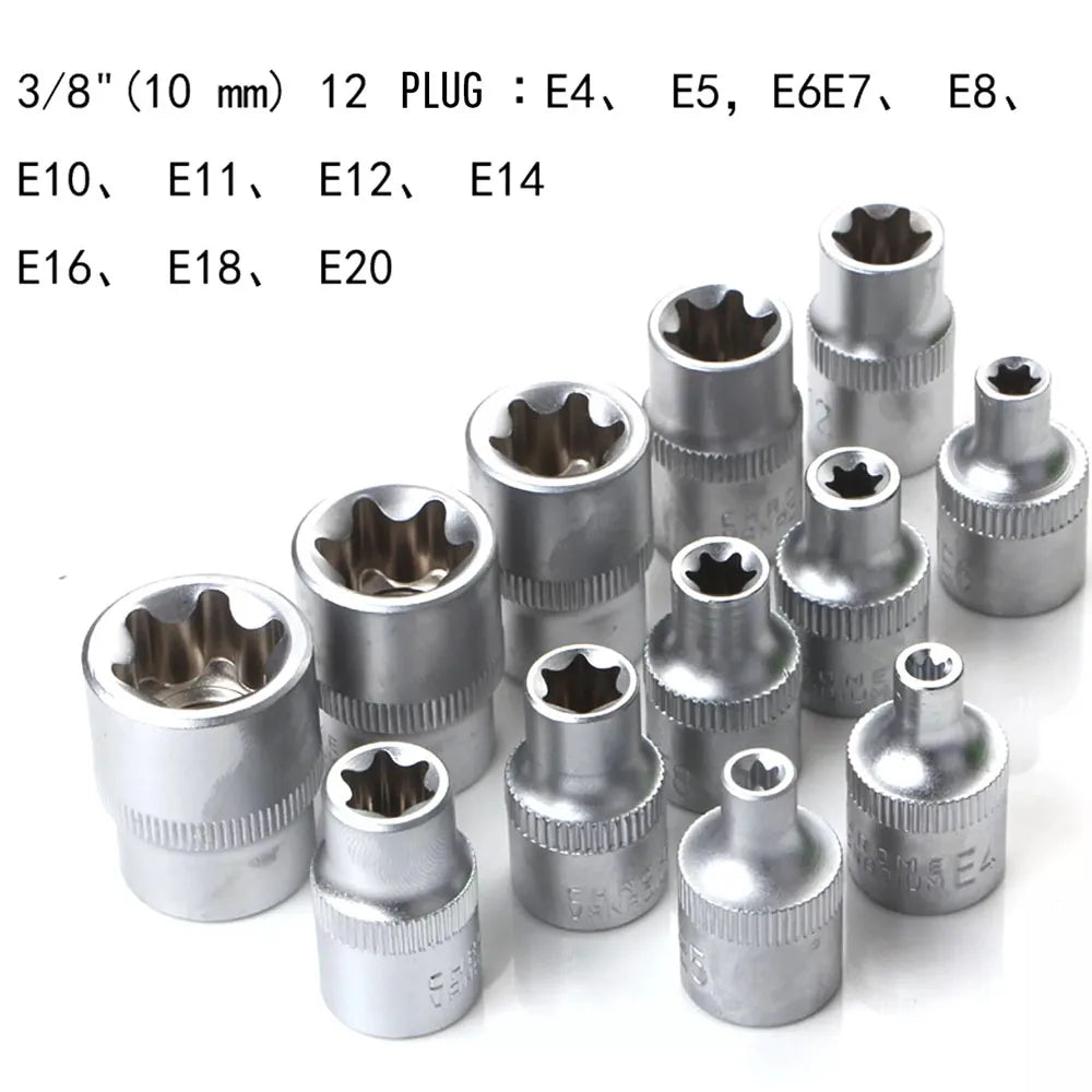 34Pcs Torx Star Sockets & Bit Set Male / Female E- Security Bits Drive Handheld Tool Torque Star Socket with Blue Case