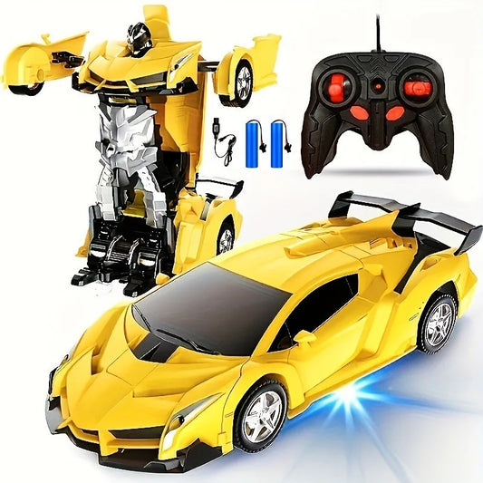 Remote Control Car - Transform Robot Toys for Kids, Rechargeable RC Cars with Lights, 360° Rotating Gifts Party Favors for Kids