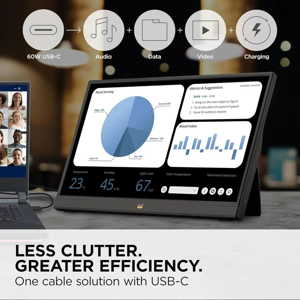 VA1655 15.6 Inch 1080p FHD IPS Portable Monitor with Built-in Stand, 60W USB C, Mini HDMI, Protective Case and - Hot Sale