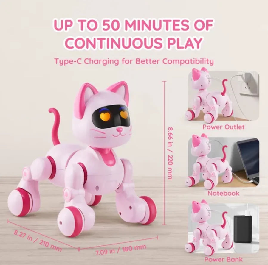 RC Robot Cat Toy for Kid Talking Dancing Touch Remote Control Programmable