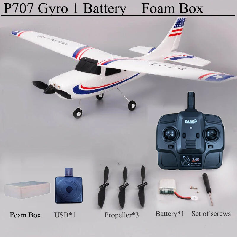 Park10 RC Airplane P707G 2.4G 3D/6G With Gyroscope 3Ch RC Airplane Fixed Wing Plane Outdoor Toys Drone RTF CESSNA 182 Plane Gift