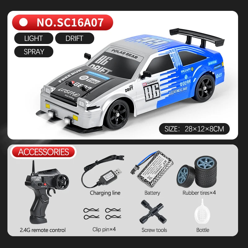 1:16 Drift Rc Cars 4WD RC Drift Car Toy Remote Control GTR Model AE86 Vehicle Car RC Racing Car Toys for Boys Children's Gift