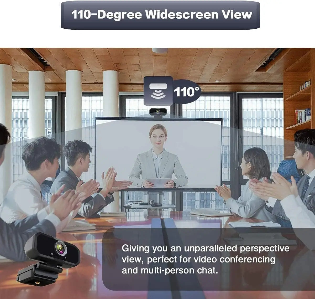 1080P HD USB Webcam with Microphone, Wide Angle, Tripod, Privacy Shutter for PC Laptop Desktop