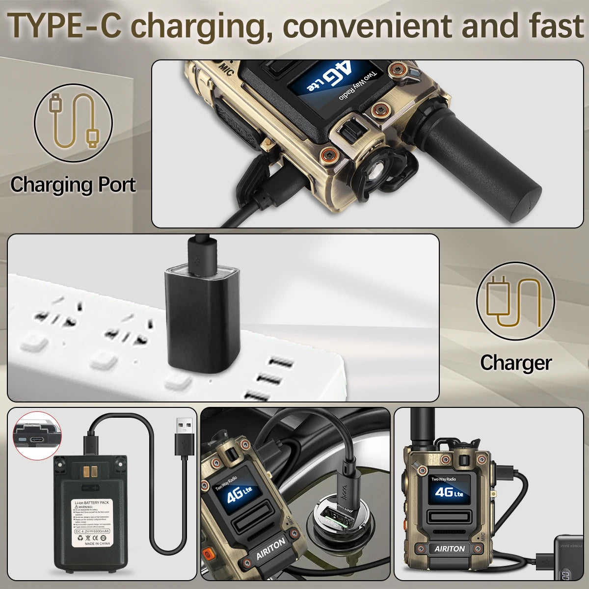 2X AIRITON AI-G7 Global Network POC Radio Walkie Talkie 4G Unlimited Range Type-C Long Range Sim Card Two Way Radio for Camping