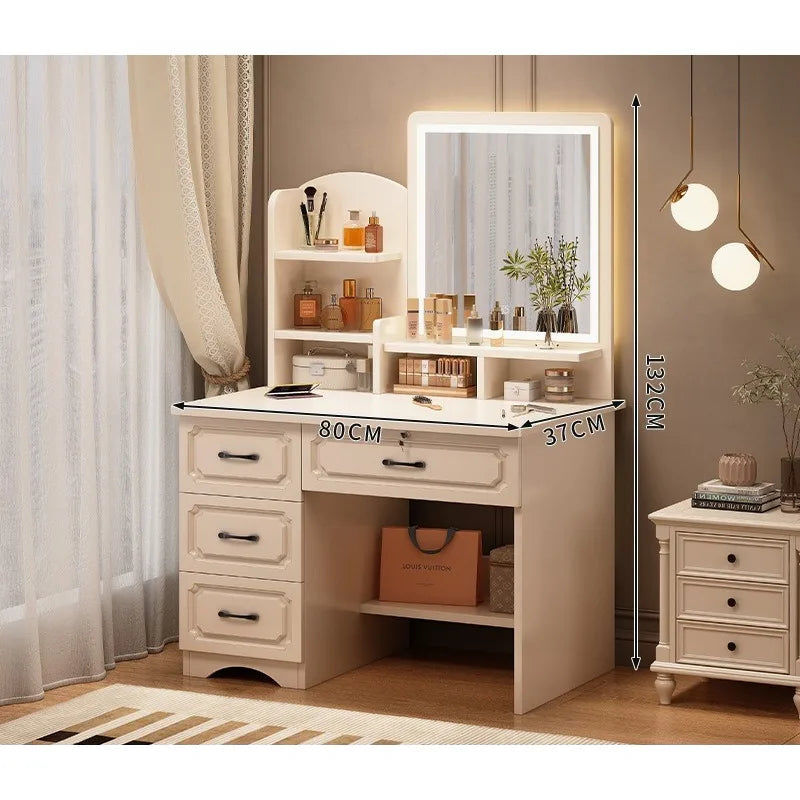 dressing table Small apartment with mirror storage storage makeup integrated table Modern simple European masterbedroomdressing