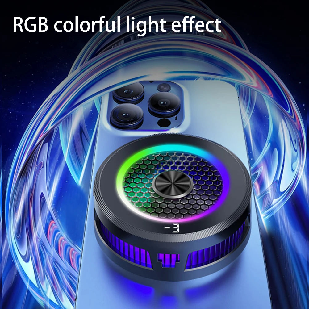 Magnetic & Back-clip Phone Cooler Digital Display Phone Fan Mobile Gaming Cooling Fan Cooler for Android Iphone PUBG Game Cooler
