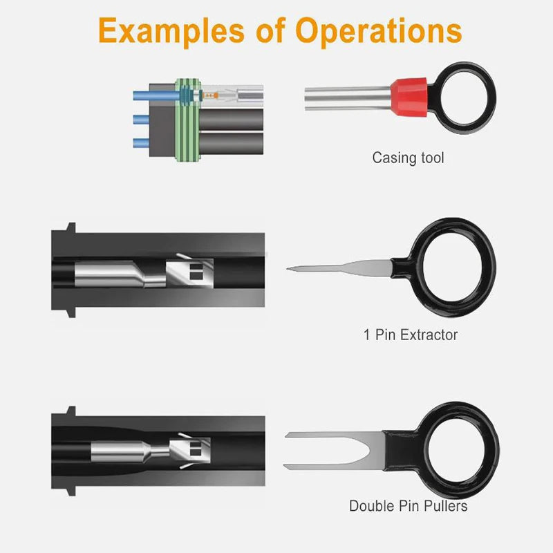 100Pcs Car Terminal Removal Repair Tools Electrical Wiring Crimp Connector Pin Extractor Kit Keys Automotive Plug Pullers