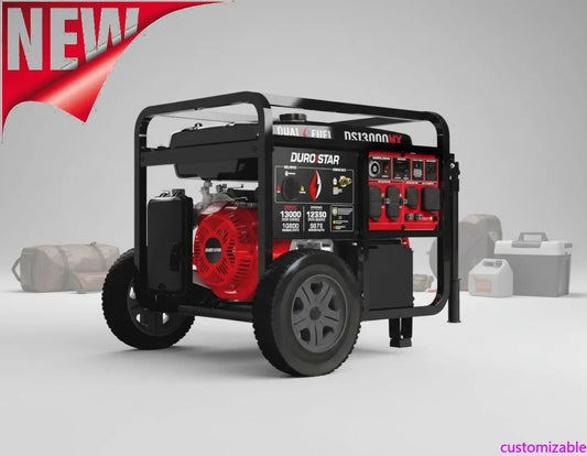13000W Dual Fuel Portable Generator - Gas & Propane, Electric Start, Home Backup, RV Ready, CO Safety