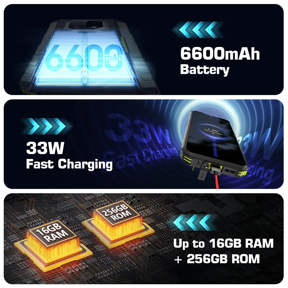 Ulefone Armor 22 Rugged Phone ,16GB (8GB+8GB) RAM ,128GB/256GB ROM , Android 13 Smartphone,NFC 64MP 4G Phone