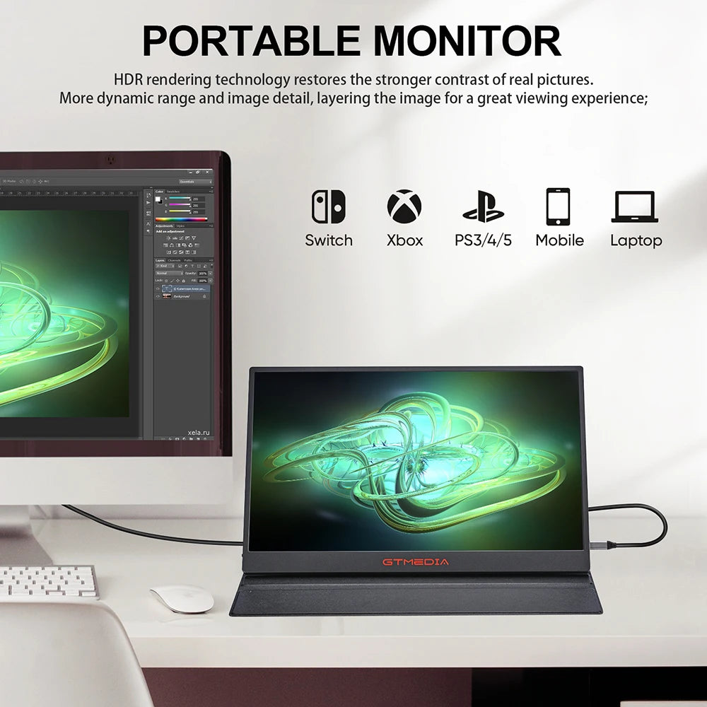 GTMEDIA 17.3 Inch Portable Monitor IPS FullHD Screen 1920*1080 Travel Gaming Display for Laptop/Macbook In Stock At US Warehouse
