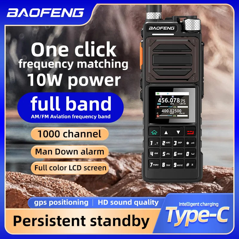 BAOFENG UV-25 10W Tri-Power Handheld Ham Radio GPS, UHF VHF MW FM Air NOAA Multi-Band Receiver, 5200mAh Battery, Tactical Goosen