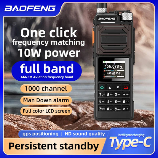 BAOFENG UV-25 10W Tri-Power Handheld Ham Radio GPS, UHF VHF MW FM Air NOAA Multi-Band Receiver, 5200mAh Battery, Tactical Goosen