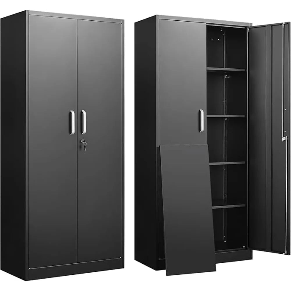 Garage Storage Cabinet with Doors and Shelves, Kitchen Pantry Cabinet, Metal Storage Cabinet with 5 Adjustable Shelves