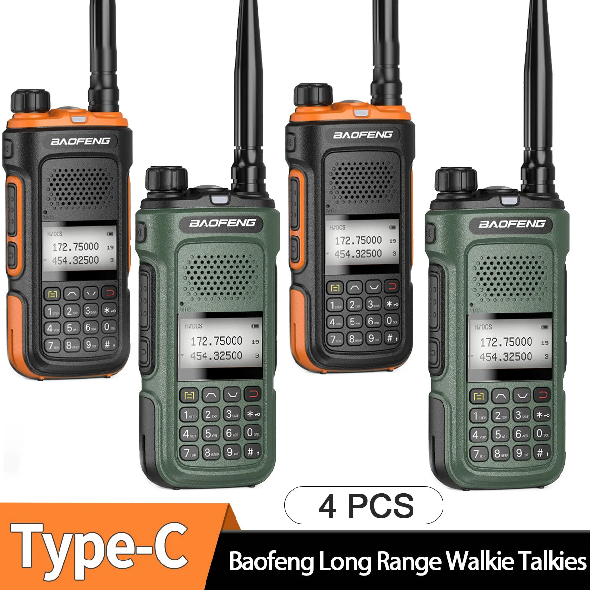 2/4/6PCS Baofeng Walkie Talkie Long Range Two Way Radio Type-C 999CH For UV-5R BF-888S Self-driving Travelling Hunting Camping