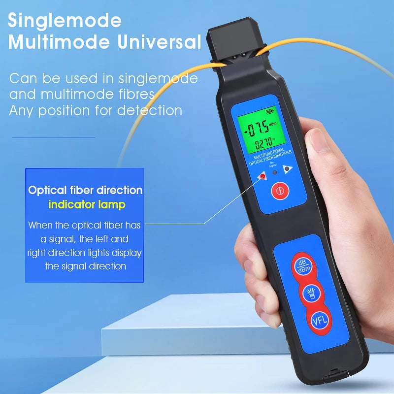 Optical Fiber Identifier (Built in 10mW Visual fault locator and LED Lighting) Live Fiber Identifier Detector Fiber Tester